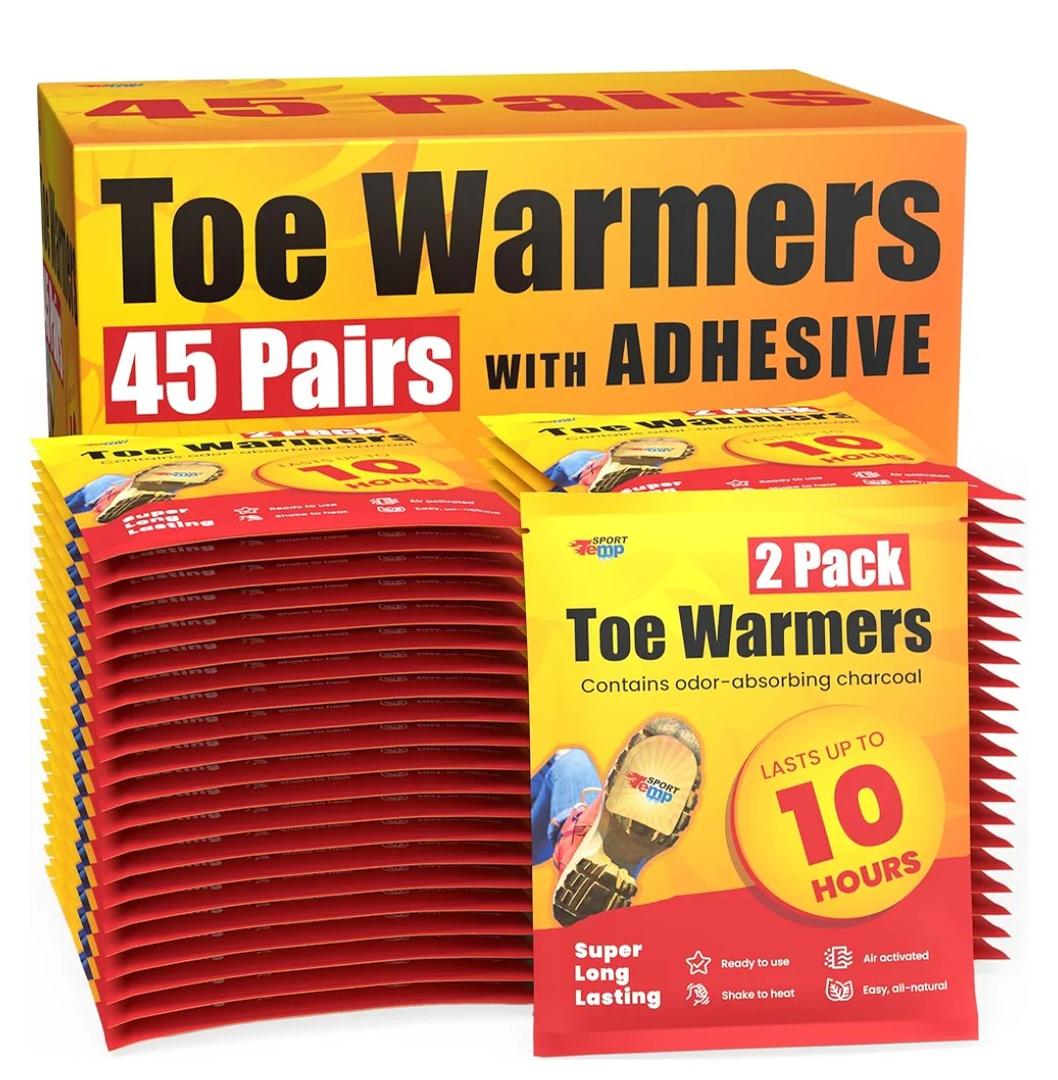 Toe Warmers - Up to 10 Hours of Heat, Easily Apply with Adhesive - Ultra Thin, Easy, All Natural - Air Activated, Odorless Hot Toe Warmers - Sport Temp