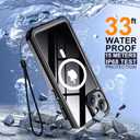 2 x Temdan Magnetic for iPhone 15 Plus Case Waterproof,Built-in Screen Protector [IP68 Underwater][15FT Military Dropproof][Dustproof][Compatible with MagSafe] 360 Full-Body Shockproof iPhone Case-Black