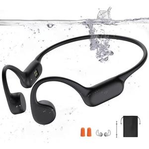 Dnniakm Swimming Headphones, Bone Conduction Headphones Bluetooth 5.4, IPX8 Waterproof, 32G Memory Sports Headphone, Underwater Headphone with MP3-Player for Swim, Open Earphones for Swimming (Black X20)