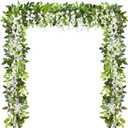 Artflower 4 Pcs White Wisteria Garland Artificial Flowers, 6.6 Ft/Piece Fake Wisteria Hanging Flowers Garland for Home Bedroom Window Garden Outdoor Party Ceremony Wedding Arch Floral Decor