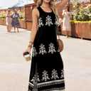 WIHOLL Maxi Dress Summer Dresses 2026 Beach Vacation Clothes Sleeveless Sundresses with Pockets Boho (Black, L)