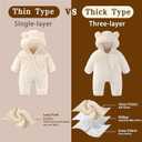 AiWMGL Newborn Baby Bear Outfit With Fold-Over Mittens and Footies Girls Boys Winter Fleece Clothes Hooded Romper Snowsuit