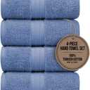 Hand Towels Pack of 4 - Extra Soft & Decorative, Large (16"x 28") 100% Cotton, Luxury, Thick, Plush - Versatile, Perfect as Bathroom and Hotel Towel, Hand Towels for Bathroom - Sky Blue