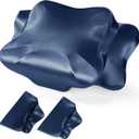 BALAPET 2 Pack Satin Cervical Pillowcase, Smooth & Soft Pillow Case Cover,Ergonomic Pillowcase with Zipper,Cover Only(Navy Blue)