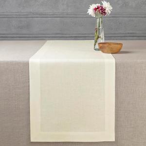 D'Moksha Homes Linen Ivory Table Runner 90 Inches Long - 100% Pure Linen 14 x 90 Inch Table Runner for Dining, Mothers Day, Spring - Machine Washable