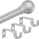 Silver Curtain Rods for Windows with Brackets,5/8 Inch Diameter Small Curtain Rod Adjustable Set 32 to 90 Inches,Easy Install Drapery Rods,Gray