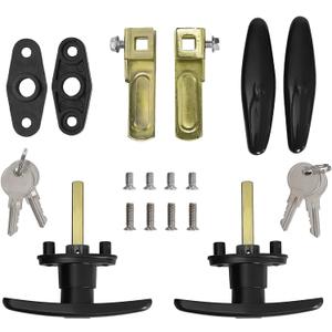 Matching T-Handles Lock Set Locking T-Handle Set for Truck Camper Shell with Dust Cover -2 Pack clockwise and Counter-clockwise with 4 Keys and HardwareKey Alike