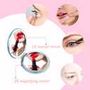 Cute Bunny 4 Pcs Pocket Mirror Kits for Purse, Quicksand Portable Small Travel Makeup Mirror with 1X/2X Magnifying, Square Foldable PU Leather Cosmetic Mirror for Children and Girls