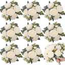 8 Bundles Artificial Peonies Flowers Boho Faux Flowers Arrangements Artificial Centerpiece Spring Bouquet Floral Wedding Decoration for Vase(Milk White)