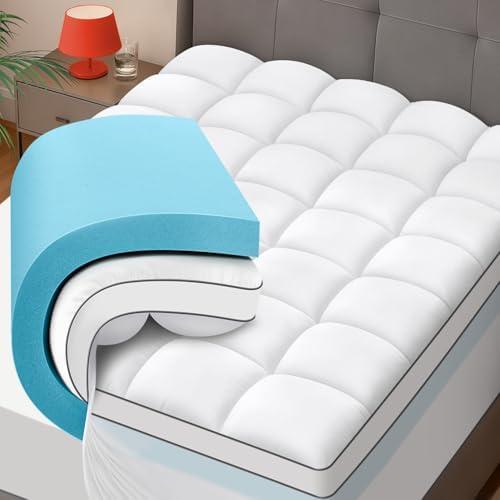 Amazon.com: JURLYNE Dual Layer 4 Inch Memory Foam Mattress Topper King Size, 2 Inch Cooling Gel Memory Foam (76x80 Inch) Plus 2 Inch Pillow Top Thick Mattress Pad (78x80 Inch), Pressure-Relieving Comfort : Home & Kitchen