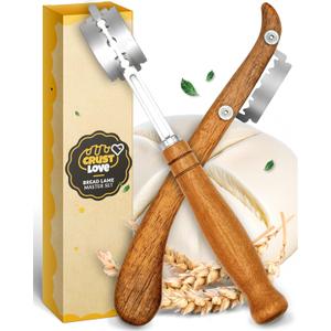 2pcs Set Bread Lame with 5 Blades  Sourdough Scoring Tool Set with Straight & Curved Scoring Knife for Sourdough and Bread Baking, Dough Scorer, Bread Scoring Tool, Bread Baking Supplies