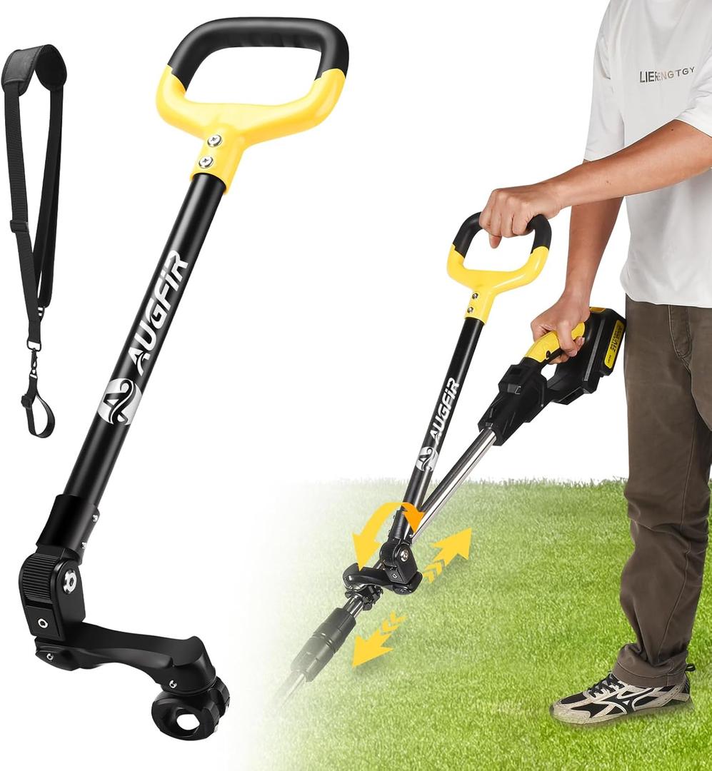 Weed Eater Handle, Ergonomic String Trimmer Handle with Adjustable Shoulder Harness and Clamp, Weedeater Handle Extension for Trimming Edging, Back Saver Lawn Trimmer Grip for Lawn Care, Landscaping