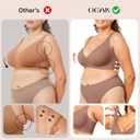 OEAK Womens Deep V Bras Wireless Comfortable Bra Supportive No Underwire Bras T-shirt Push Up Bralettes Plunge Seamless Bra (Brown, XL)