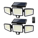 Tuffenough Solar Outdoor Lights 2500LM 210 LED Security Lights with Remote Control,3 Heads Motion Sensor Lights, IP65 Waterproof,270° Wide Angle Flood Wall Lights with 3 Modes(2 Packs)