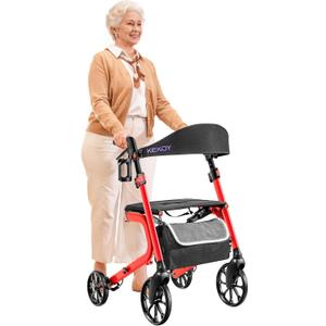 KEKOY Rollator Walkers for Seniors with Seat, 400 lb Foldable Walker - Red