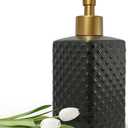 Gold Soap Dispenser for Bathroom,Black Square Lotion Dispenser, Refillable Countertop Ceramic Hand Soap Dispenser,Dish Soap Dispenser for Kitchen 350ml(Black Square Bottle)