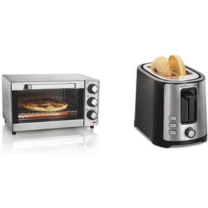 Hamilton Beach Countertop Toaster Oven & Pizza Maker Large 4-Slice Capacity & 2 Slice Extra Wide Slot Toaster with Bagel & Defrost Settings
