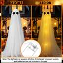 Weysat 2 PCS Light Up Ghost Outdoor 70'' Large Halloween Decorations Spooky Standing Ghost Decor Halloween Gauze Decorations for Front Porch Yard Garden Yard Patio Lawn Party