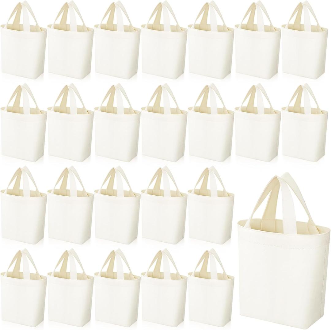 Amylove 12 Pcs Mini Tote Bag Sublimation Blank Canvas Tote Bags Reusable Grocery Luggage DIY Sack Goody for Party Even (6.5 x 6 Inch,Natural Color)