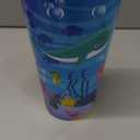 Yungyan 16 Sets Under the Sea Ocean Party Favors Goodie Cups with Lids and Straws for Birthday Decorations Reusable 16oz Plastic Candy Cups Plastic Straws for Birthday Party(Ocean Animals)