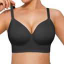 Popilush Bras for Women No Underwire Seamless Wireless Support Bra Full Coverage Comfort T Shirt Bralette (Medium, Black)