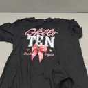 Hello Ten Double Digits Cute Coquette Bow 10th Birthday Girl T-Shirt, M