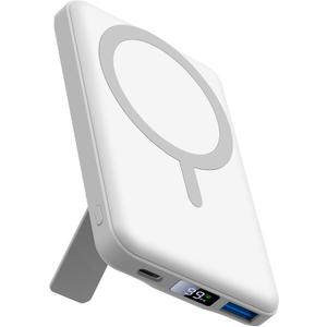 AOGUERBE for MagSafe Portable Charger, 10000mAh Magnetic Power Bank 22.5W Fast Charging, Mini Battery Pack Wireless with LED Display&Foldable Stand for iPhone 17/16/15/14/13/12 Series (Polar White)