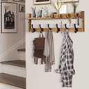 Coat Rack Wall Mount with Shelf, 27.5" Entryway Wall Hanging Shelf, Coat and Key Hanger with 10 Dual Hooks, Mail Organizer and Key Holder Hat Rack for Wall, Wood Coat Hooks with Storage