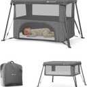 Kinderkraft CAMI 3-in-1 Baby Bed, Travel Bed for Baby, from Birth to 3 Years, Baby cot, Travel cot, Easy to Fold Compactly, Travel Bag Included, Two Levels, Gray