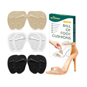ZUCNANA Metatarsal Pads Ball of Foot Cushions (6 Pairs), Non Slip High Heel Cushion Inserts Women, One Size Fits All Shoe Inserts for Women and Men, Reusable Foot Pads All Day Pain Relief and Comfort