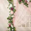 Ling's moment 5FT Burgundy Artificial Flower Garland Dusty Rose Floral Garland Arch Flowers Vine for Wedding Party Backdrop Decor Mantel Home Table Centerpieces Wall Decorations Cream