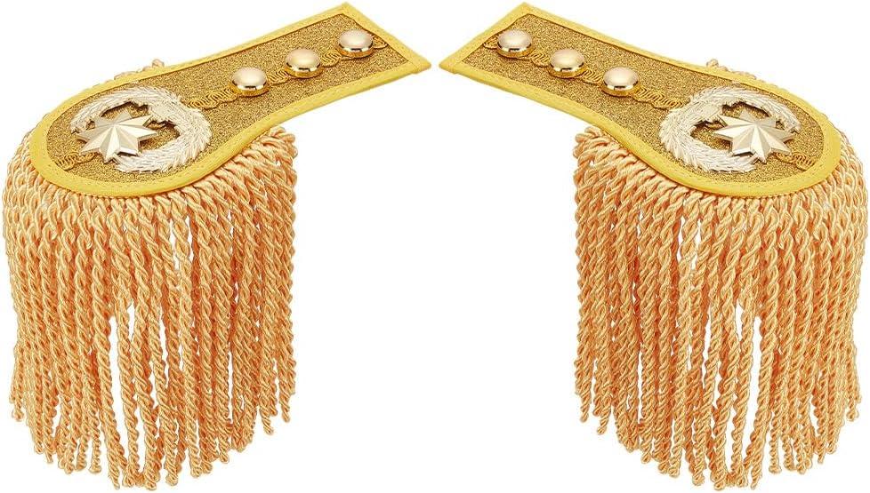INFUNLY 1 Pair Shoulder Fringe Epaulette 6.1"3.15" Gold Tassel Boards Epaulet Shoulder Brooch Badge Detachable Honor Guard Fringe Epaulette Unisex Uniform Epaulet for Cloth Jacket Suit Accessories