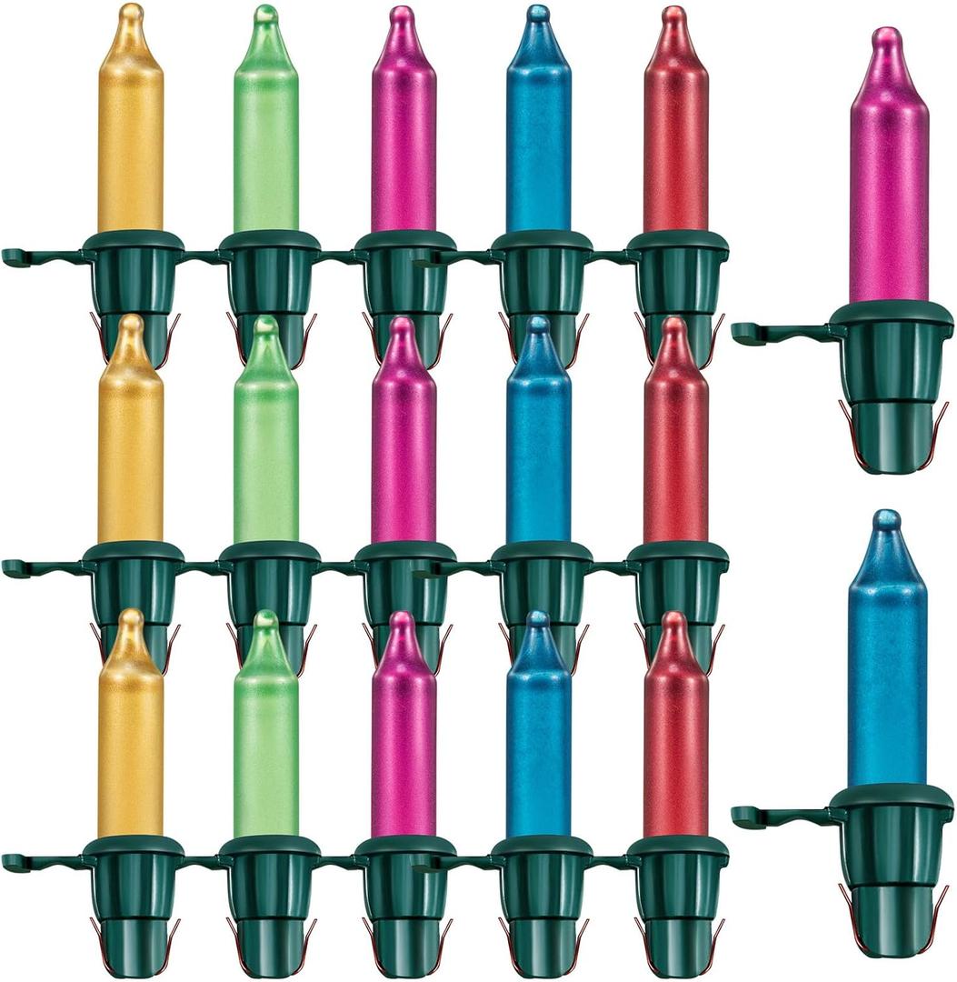 Mudder 200 Count Replacement Christmas Tree Light Bulbs 2.5v 0.425 Watt Mini Replacement Light Bulb Incandescent Wire String Lights Prelit Xmas Tree Decoration(Green Base with Pastel Color Bulb)