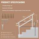 Hand Rails for Outdoor Steps,3-4 Step Railing for Stairs,Adjustable Porch Railing,Hand Rails for Seniors,Outdoor Deck Handrails for Exterior Steps,White