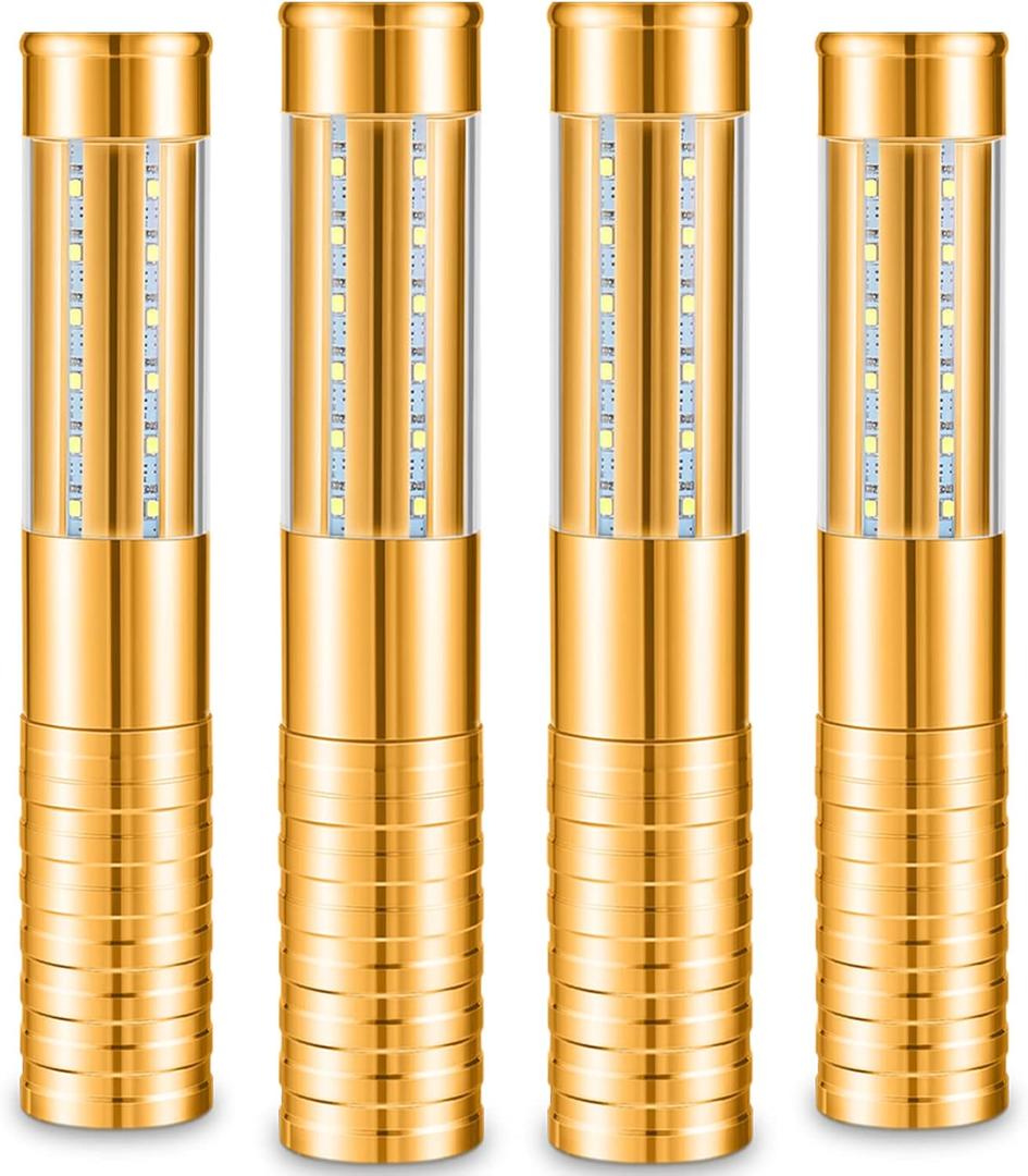 Civaner 4 Pcs Upgrade Bottle Service Lights LED Strobe Baton Bottle Girl Lights Rechargeable Handheld Flashing Club Signs for Birthday Wedding Party (Gold White Light)