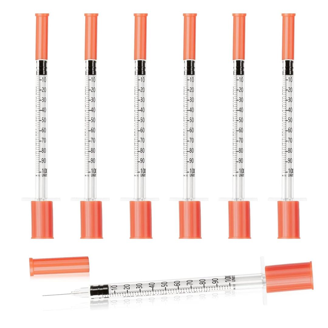 Syringes U-100 1ml 29G 0.5in/13mm, Comfortable & Accurate Dosing, Pack of 100