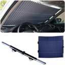 Suvnie Retractable Windshield Sun Shade for Car, 27 Inch Sunshade Protector Blocks 99% UV Rays to Keep Your Car Cool, Car Accessories for Window Sun Protection with Suction Cups