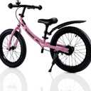 GROWNEER 16" Kids Balance Bike for 4-8 Year Old Boys Girls, Lightweight High Carbon Steel Frame, Adjustable Padded Seat & Handlebars, Rear Brake, All-Terrain, Pink