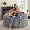 4FT Giant Bean Bag Chair for Adults with Washable Corduroy Cover,Light Grey, Large