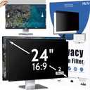 [2-Pack] 24 Inch Privacy Screen for Computer Monitor 16:9 Aspect Ratio, Eye Protection Anti Blue Light Glare Shield, 24inch Removable Black Blackout Anti Spy Desktop Security Private Filter (2 Pack for 24 Inch 16:9 Aspect)