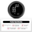 Air Bag Pressure Gauge Three Digital Display 0-232PSI (16BAR) for Air Ride Suspension System with 3PCS 1/8NPT Electrical Sensors with 1/8NPT to 1/4NPT Fitting 2-1/16" (52mm) White LED