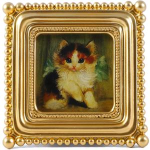 SIKOO Small Vintage Picture Frame 3x3 Gold Antique Ornate Photo Frame Square with Bead for Tabletop and Wall Mount Display Vintage Wall Decor Art Gallery