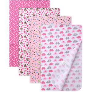 Cotton Flannel Receiving Blankets 4 Pcs, Baby Swaddle Blankets, Infant Flannel Blanket 30 X 40 Inch for Boy Girl (Style5)