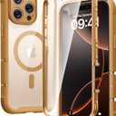 Diaclara Magnetic Designed for iPhone 16 Pro Max Case, Full Body Rugged with Touch Sensitive Anti-Scratch Screen Protector, Compatible with MagSafe, Soft Bumper Case for iPhone 16 Pro Max 6.9'', Brown