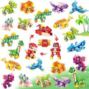 24 Pack Party Favors for Kids  3-in-1 Dinosaur Building Block Toys, Kids Classroom Gifts, Stocking Stuffers, Goodie Bag Stuffers, Classroom Rewards, Birthday for Boys Girls Ages 6-12