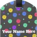 Cindly Colorful Pickleball Personalized Luggage Tags for Suitcases Custom Luggage Name Tags Identifiers with Text Logo with Privacy Cover and Leather Strap
