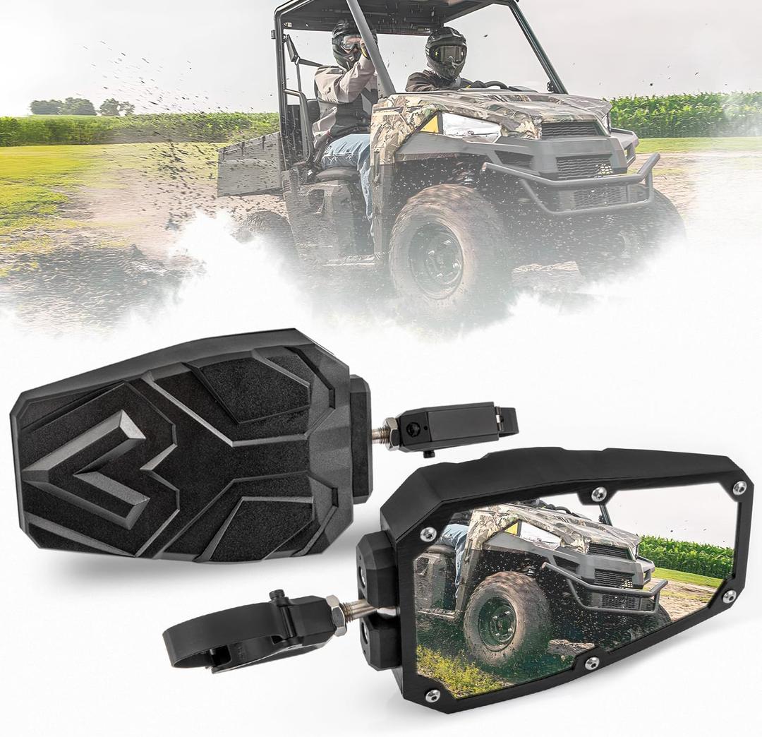 Universal UTV Side Mirrors Side View UTV Mirrors Fit for 1.5-2 Inch Round Roll Cage Compatible with Polaris RZR 900 1000