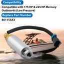 Low Pressure Electric Fuel Pump Compatible With Mercury Mercruiser Marine Boat V6 and V8 4.3L 5.0L 5.7L 262 305 350 Carburetor Engines Replaces 935432 861155A3 861155A2 18-8868