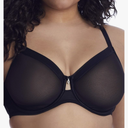Curvy Couture Womens Sheer Mesh Full-Coverage Unlined Underwire Bra Size 38DDD, Black
