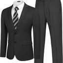 COOFANDY Men's 2 Piece Suits Classic Fit 2 Button Dress Suits Tuxedo Jacket Blazer for Wedding Business Dinner Prom (3X-Large, Dark Grey One)